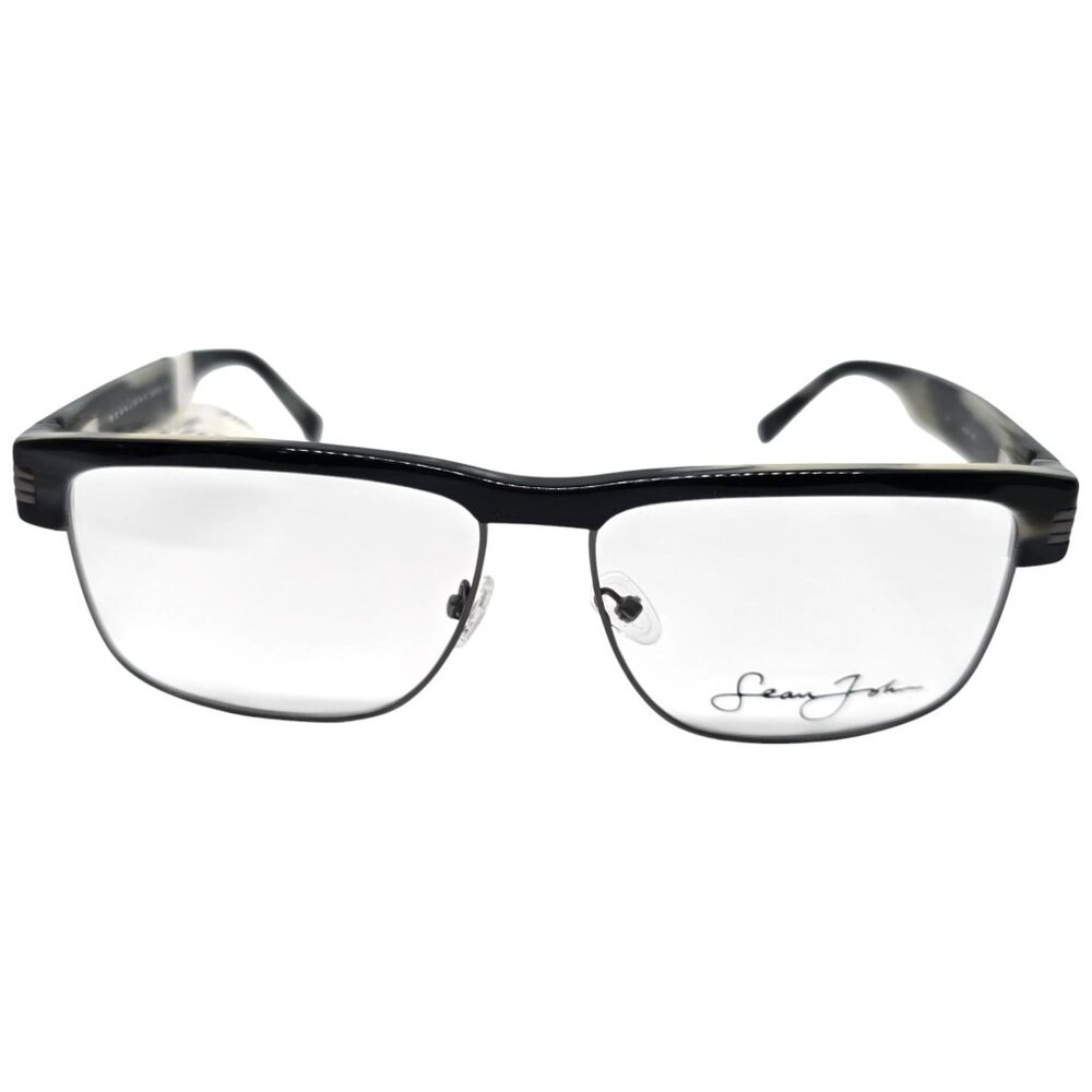 Sean John Black Horn Eyeglass Frames SJO5108WM Rectangular Lightweight Design